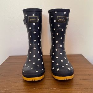 Navy and Yellow Polka Dot Joules Rain Boots